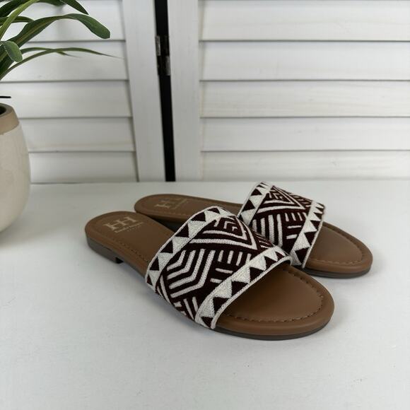 Haute Hippie Style Embro Slide Sandal Geometric Southwest Aztec Flat Shoe Size 7 - Picture 2 of 9